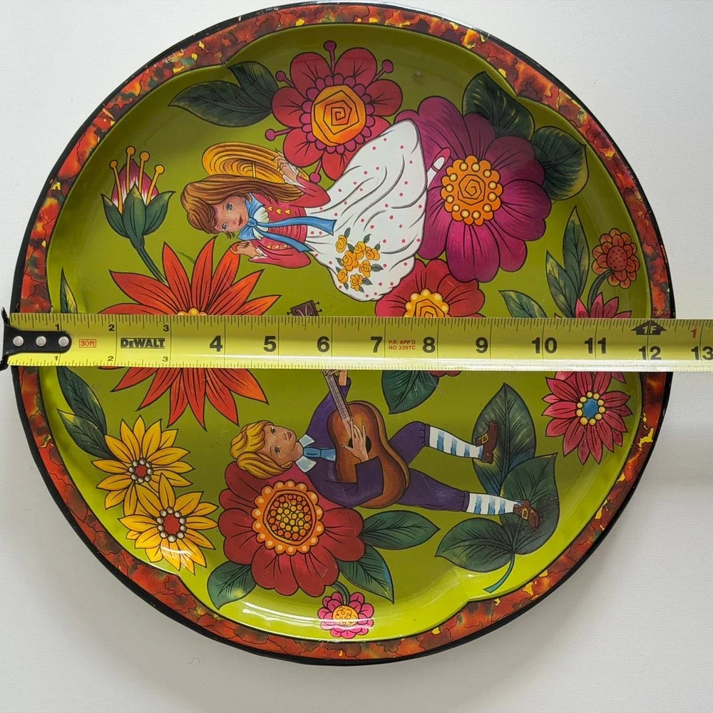 Vintage‎ Folk Art Daher Tin Serving Tray Floral 